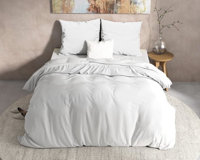 Sleeptime Flanel Mendez Dekbedovertrek - Eenpersoons - 140X200/220 + 1 x kussensloop 60x70 - Wit