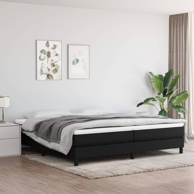 vidaXL - Boxspring - bed - stof - zwart - 200x200 - cm