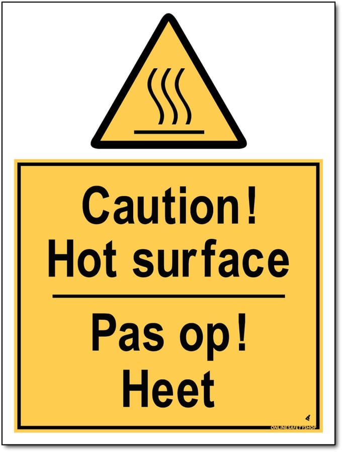 Pas op heet bord - Aluminium - 30 x 40 cm