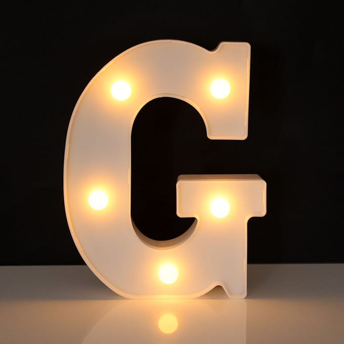 Lichtgevende Letter G - 16 cm - Wit - LED