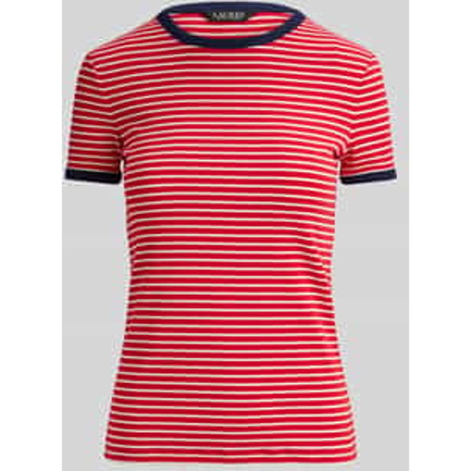 slim fit T-shirt van katoenmix