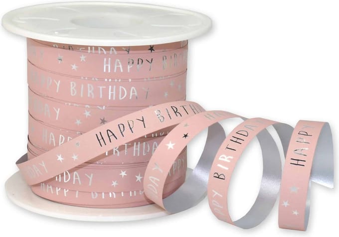Krullint Happy Birthday Oud Roze – Cadeaulint - 10mm