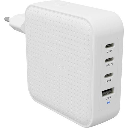 HYPER HyperJuice® 100W USB-C Reislader 100 W 1x USB-A, 3x USB-C USB PD, USB PD 3.0, QC 2.0, QC 3.0, PPS Wit GaN, Met adapter voor Europa, Met adapter voor