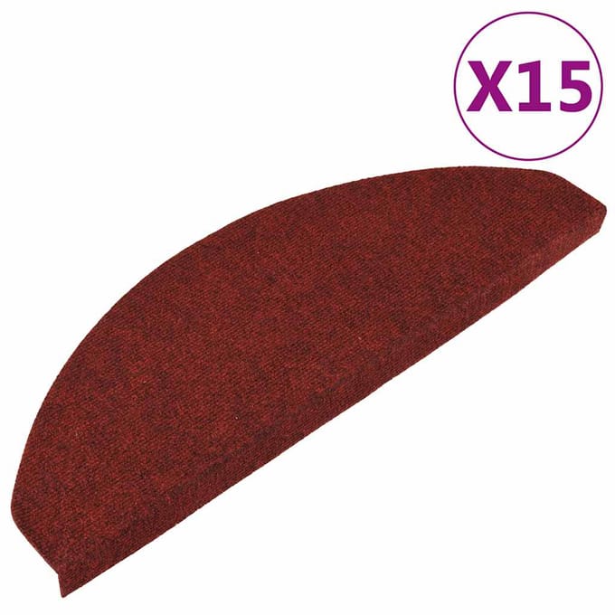 vidaXL - Trapmatten - zelfklevend - 15 - st - 65x22,5x3,5 - cm - rood