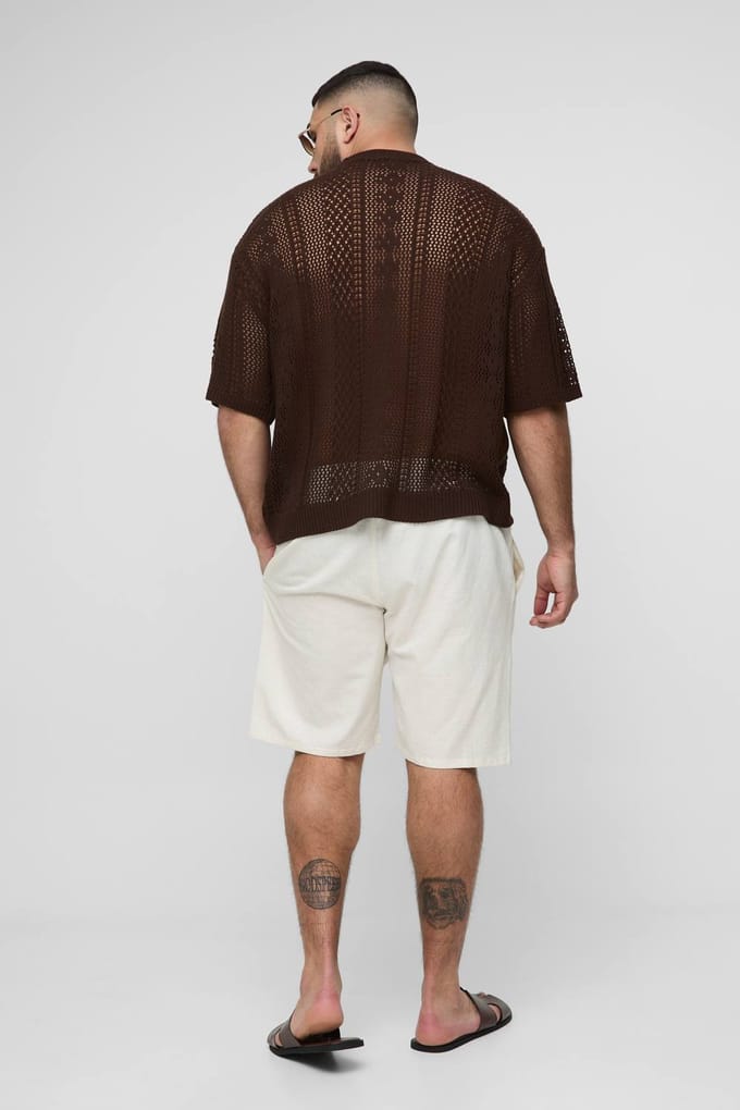 Plus Open Gebreide Oversized T-Shirt | Chocolate | Size 2XL
