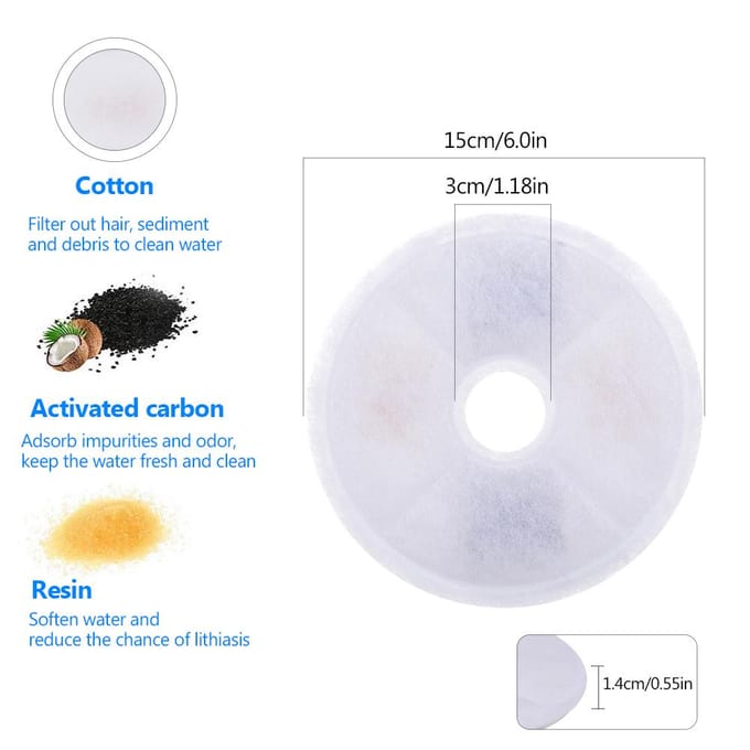 Cat Waterfonteinfilters Vervangingsfilters voor Cat Waterfontein 4 STUKS 6 PCS