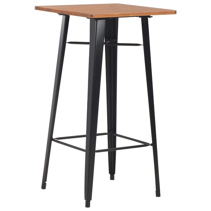 vidaXL - Bartafel - 60x60x108 - cm - massief - grenenhout - staal - zwart