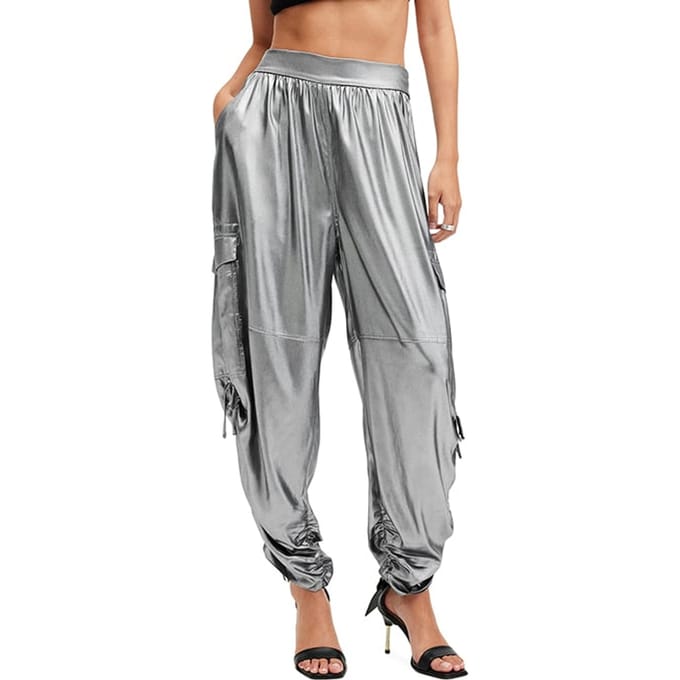 AllSaints Kaye Trouser Metallic Grey Taglia: L | Pantaloni cargo Outlet | Donna | Grigio