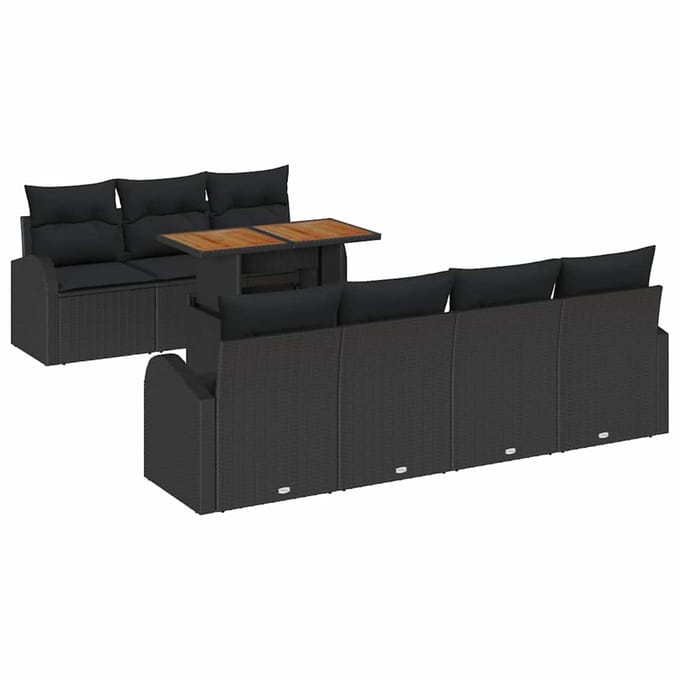 vidaXL - Tuinbank - Set - 8 - st - Zwart