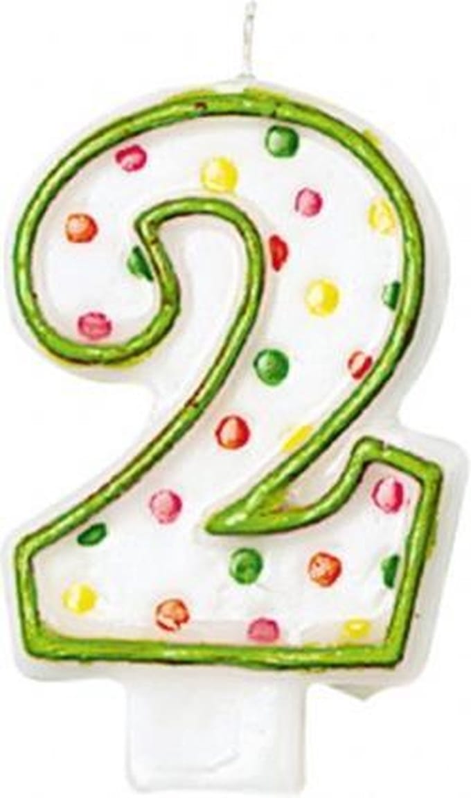 Amscan Verjaardagskaars 2 - Polka Dots 7,6 Cm Groen/wit