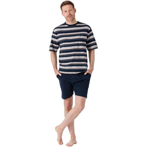 Blauw gestreepte heren shortama van Hajo - Blauw - Maat - 52