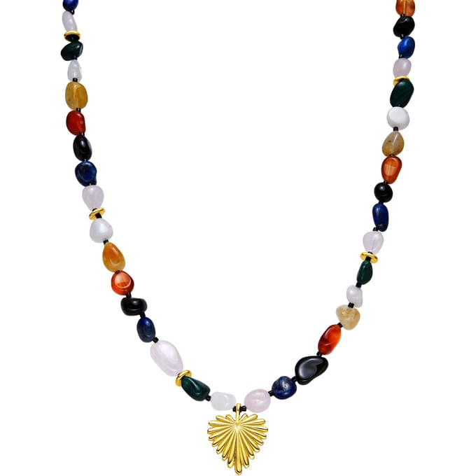 Luxeketting met Veelkleurige Natuursteen 18k goud afwerking - Ilisen