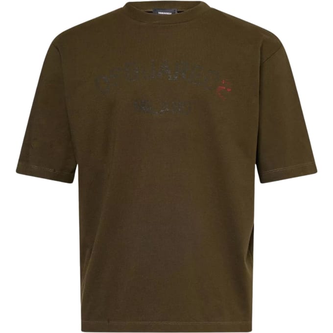 Dsquared2 Milano Logo Militair Groen T-shirt