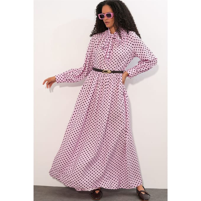 Gestippelde Maxi Shirtjurk