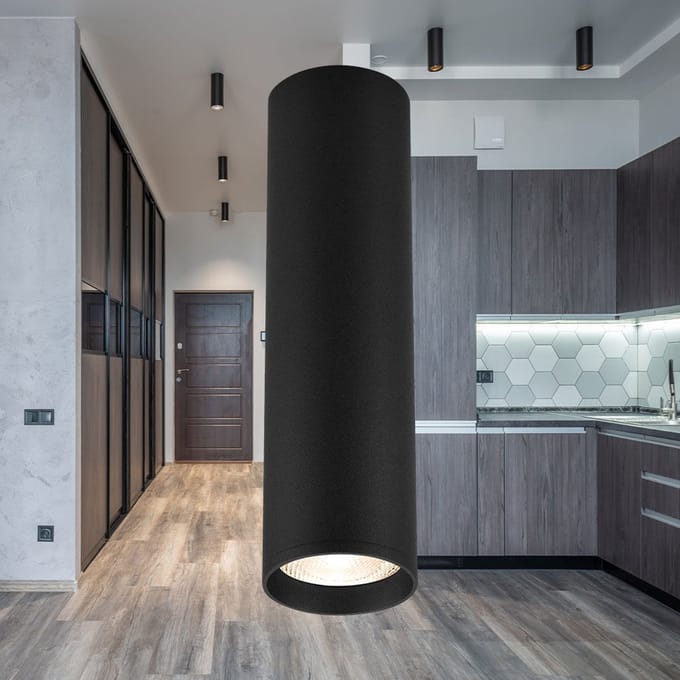 Braytron - LED Plafondspot - GU10 fitting - 55x200mm - Mat zwart