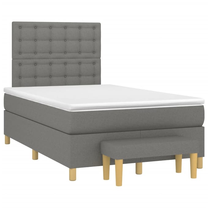 vidaXL - Boxspring - met - matras - stof - donkergrijs - 120x200 - cm