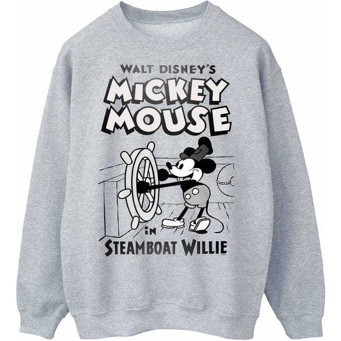Disney Dames/Dames Mickey Mouse Steamboat Willie Sweatshirt (Sportgrijs)