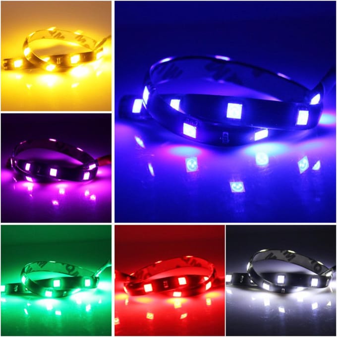 2 stuks / 1 pc 12V flexibele LED-strip licht waterdicht auto licht dagrijverlichting auto interieur exterieur 2Pcs blauw