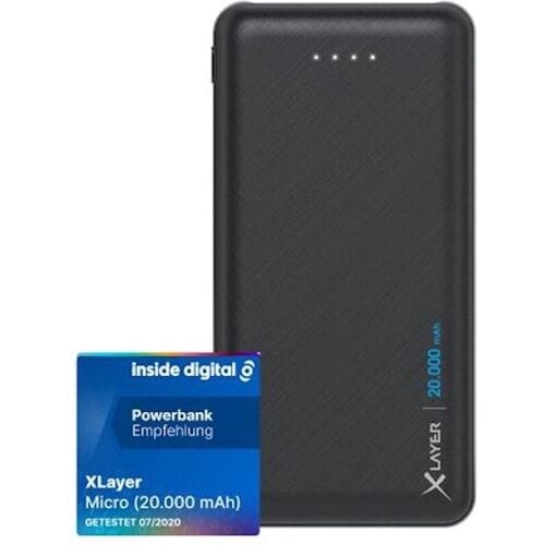 Xlayer Powerbank Micro Black - 20000mAh powerbank LiPo - 2 x USB - 1 x USB-C input - zwart