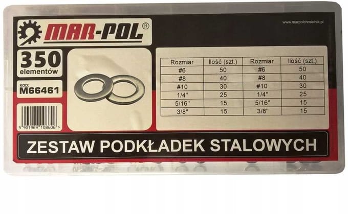 Mar-Pol - Stalen Onderlegschijven Set - 350 Stuks - Sorteerdoos