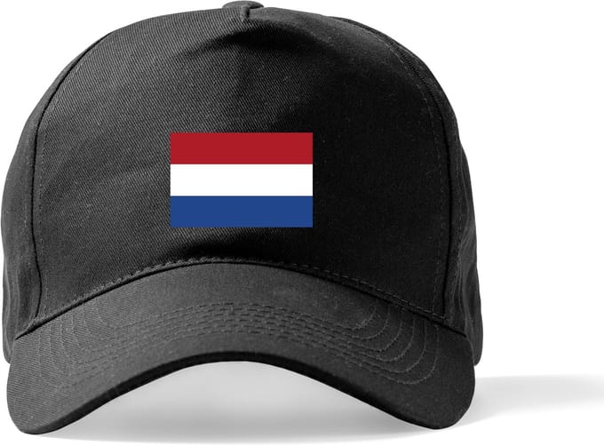 Zwarte Pet Beechfield met Wereldvlaggen, land Nederland klittenbandsluiting