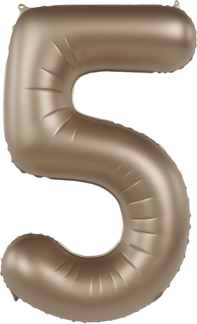 Folieballon Cijfer 5 - Starlight Gold - Satin Gloss - 86 cm