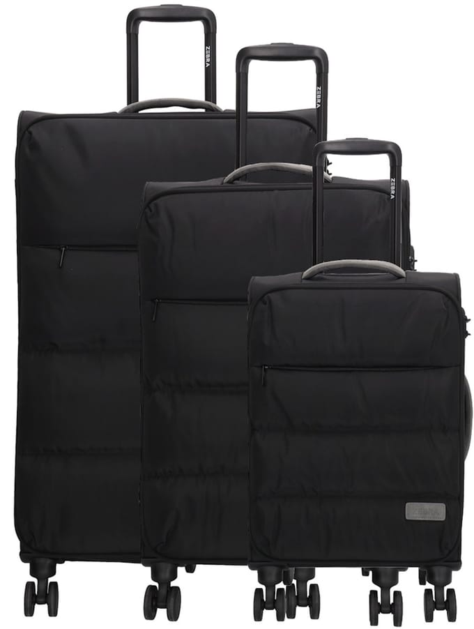 Zebra Trends Elske Koffer - Kofferset - Nylon - Softcase - Reizen - Travel - Zwart