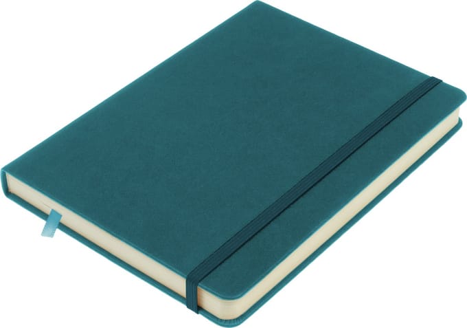 Kangaro schetsboek - A5 - dark turquoise - met elastiek en lint