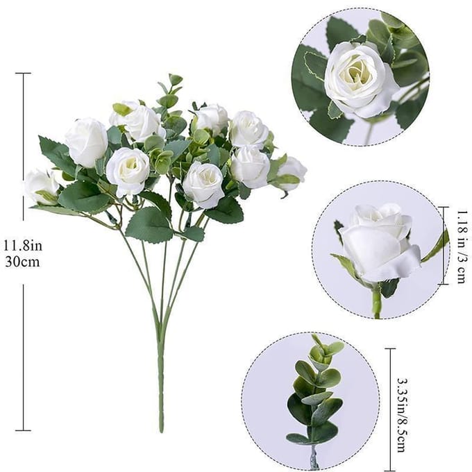 11 hoofden eucalyptus kleine roos woondecoratie bruiloft decoratie kunstbloem plastic bloem paars
