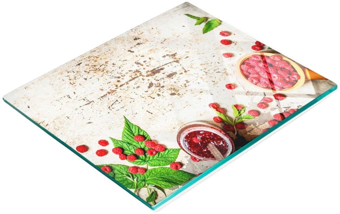Glazen serveerplank met afbeelding van frambozenjam, 60x52 cm