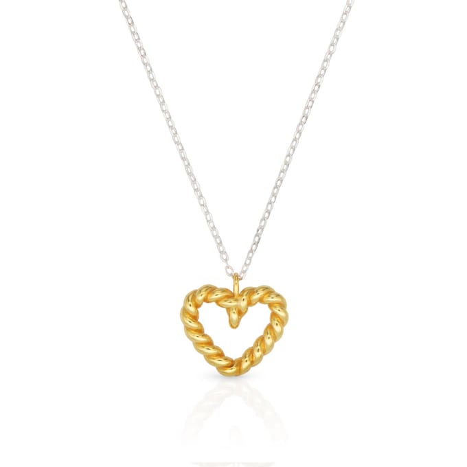 Schitterende Zilveren Halsketting met 18K Gold Plated Hart