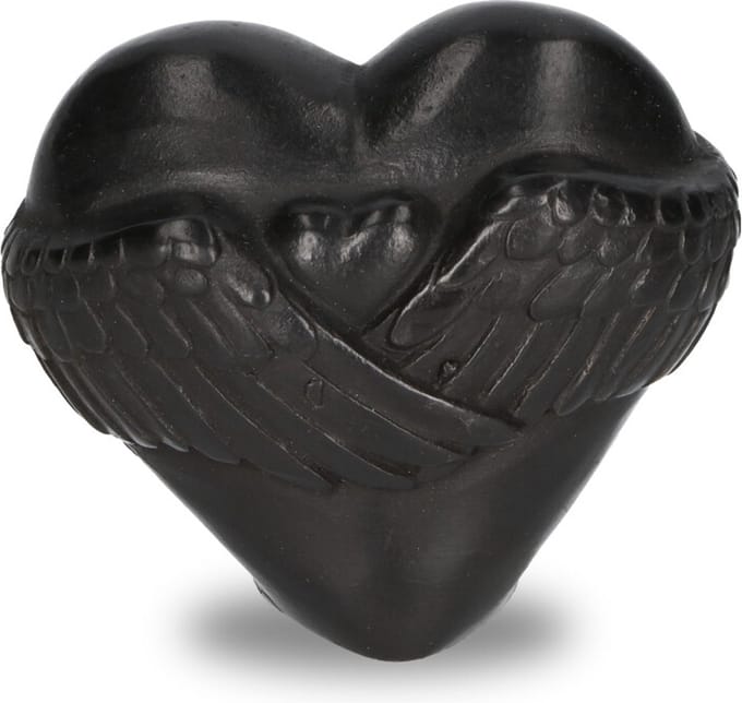 URN HARTVORM MET VLEUGELS / BRONS / AS URN / BRONZEN URN/ MINI URN