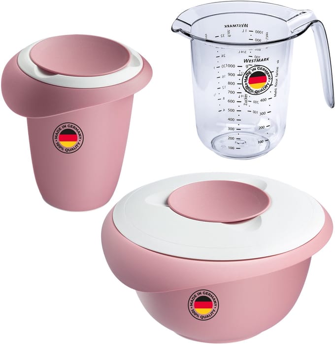 Westmark 3-delige bakset, 2,5 l mengkom + garde + maatbeker, Roze