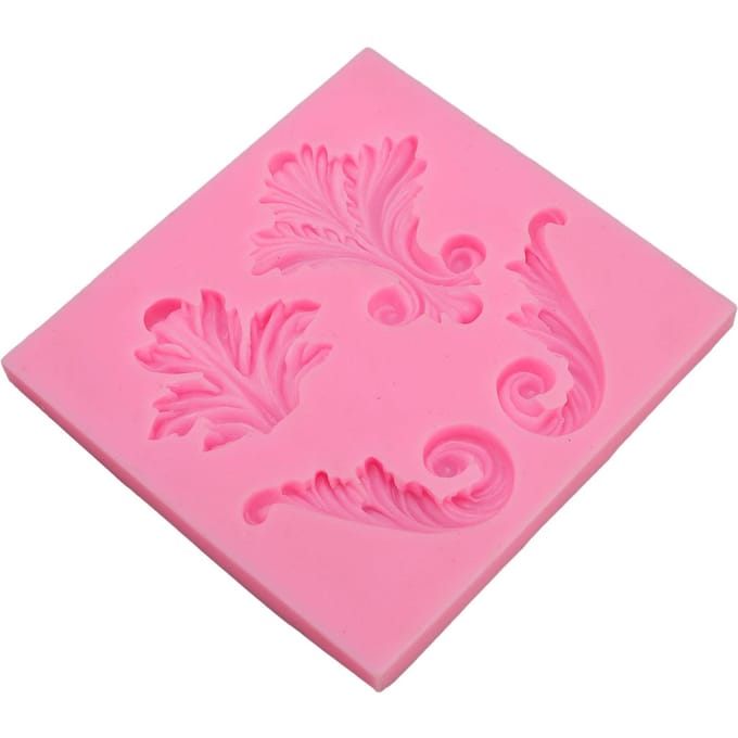 Scroll Siliconen Model 4 Holtes Multifunctioneel Scroll Kant Fondant Siliconen Model voor Taart pink