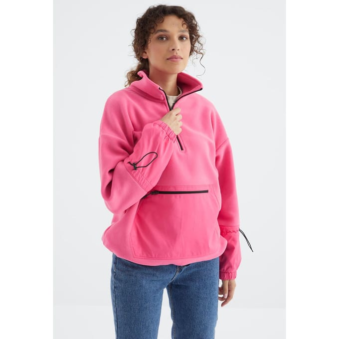 Overmaatse Pluche Half-Zip Sweatshirt