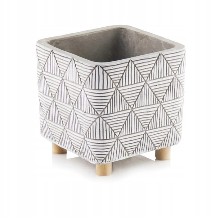 Polnix - Bloempot op Poten - 13 cm - Beton - Grijs - Etno Design