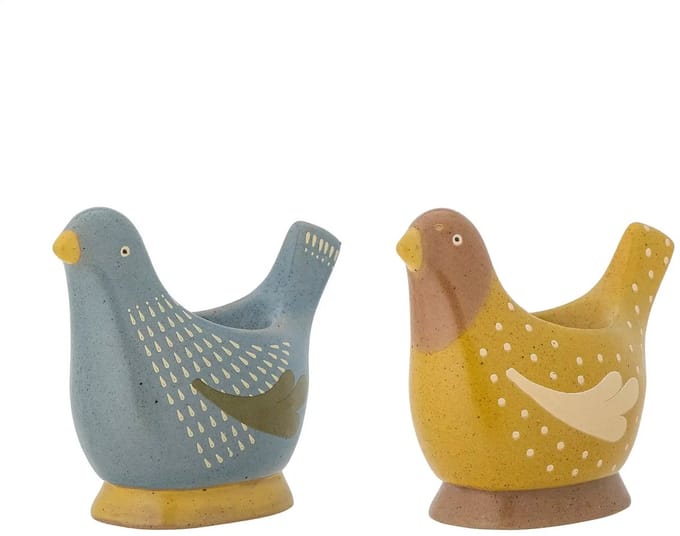 Bloomingville Eierdop aardewerk blauw Birdy - set van 2