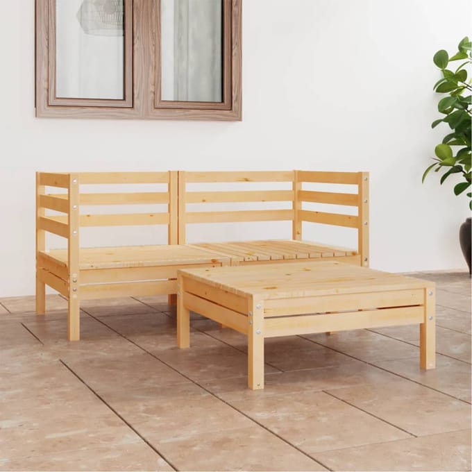 vidaXL - 3-delige - Loungeset - massief - grenenhout