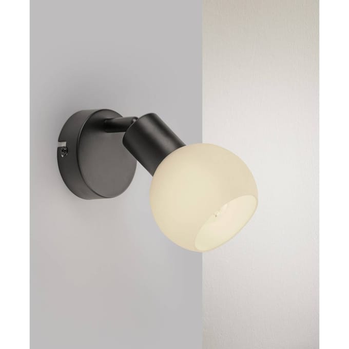 JUST LIGHT. GmbH JUST LIGHT. Loki wandlamp, zwart, ijzer, glas