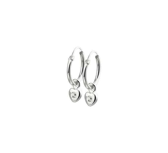 Zilver Gerhodineerde Oorringhangers hart strass 1329585