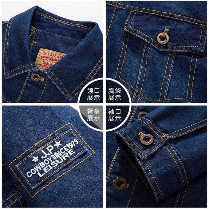 Denim Jas Grote Maat Casual Werkkleding Denim Jas Jas 2XL black
