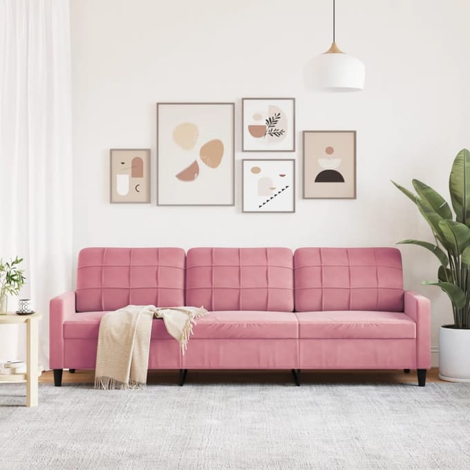vidaXL - Driezitsbank - 210 - cm - fluweel - roze