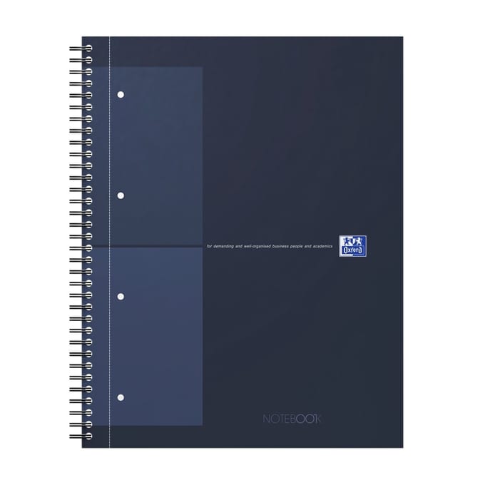 Oxford International notebook A4+ geruit 5mm 4 gaats 80 vel stevige kartonnen kaft 30 jaar blauw