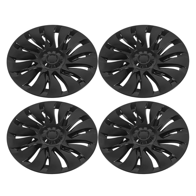 4 Stuks Naafdop Glanzend Zwart Wielnaaf Beschermkap Vervanging Voor Tesla Model Y 2020 tot 2023 19 Inch Naaf black
