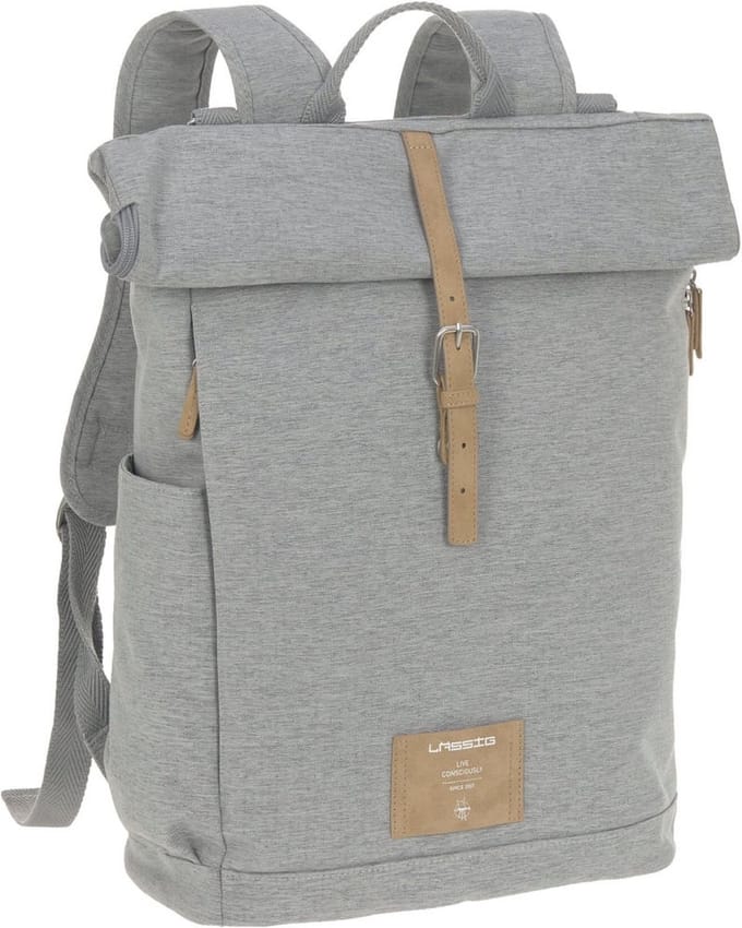 Lässig - Verzorgingstas - Rolltop Rugzak - Green Label - Grijs Melange - Limited Edition