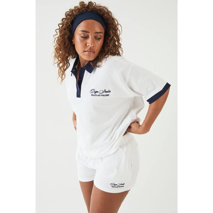 Dames Dsgn Studio Polo Top Met Kraag En Korte Mouwen | Wit | Maat: XL