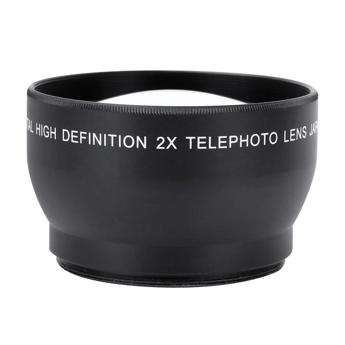 Téléobjectif HD à grossissement 2X de 52 mm pour appareil photo à monture 52 mm blanc