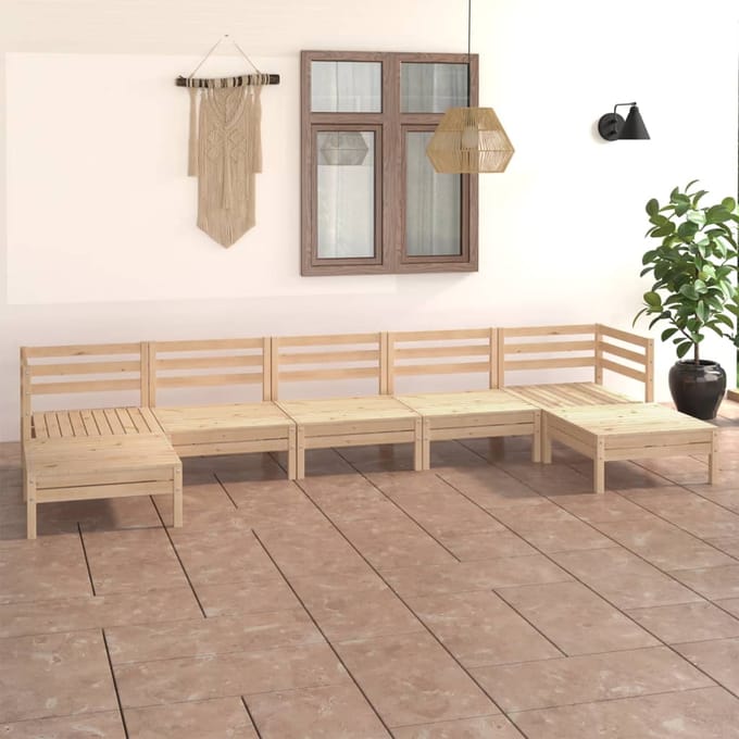 vidaXL - 7-delige - Loungeset - massief - grenenhout
