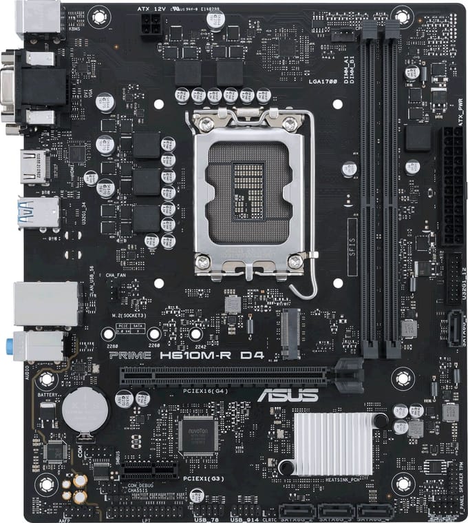 ASUS PRIME H610M-R D4 Moederbord - Intel H610 - Intel LGA1700 - DDR4 RAM - Micro-ATX