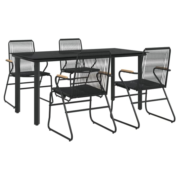 vidaXL - 5-delige - Tuinset - PVC-rattan - zwart